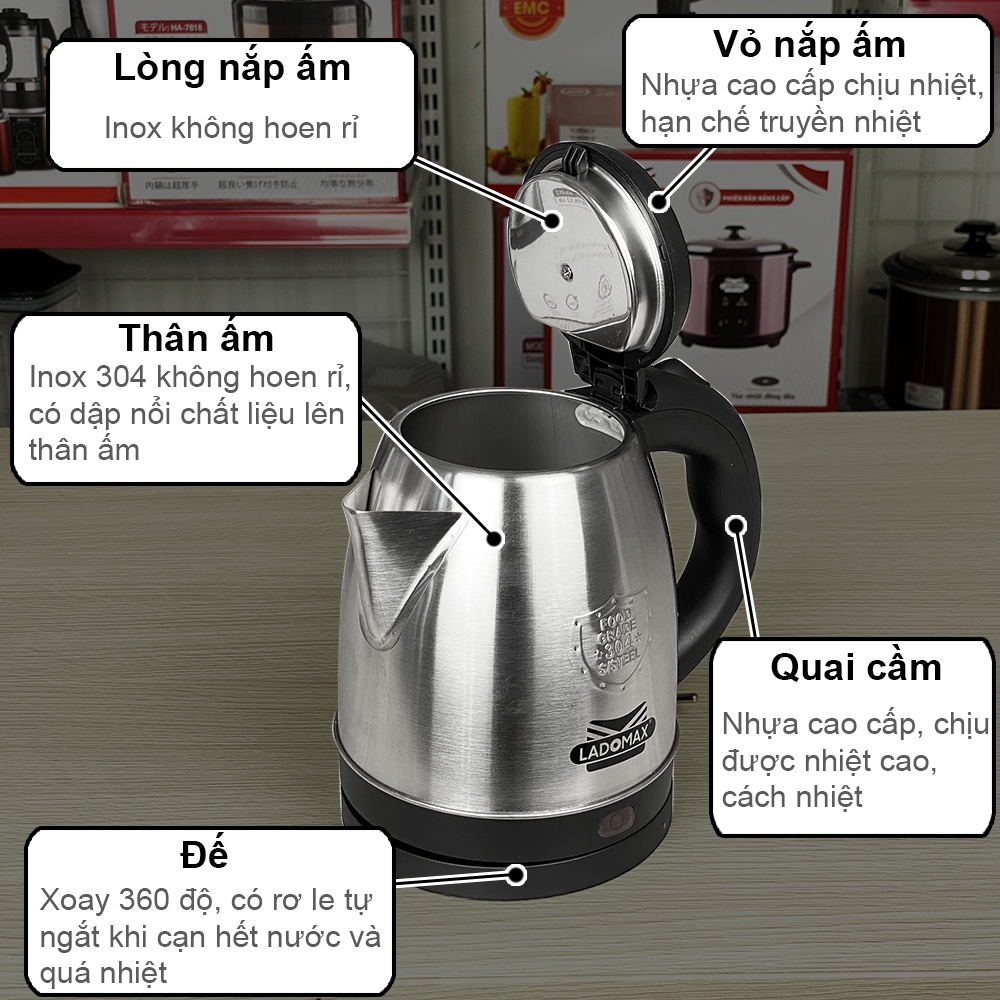 Ấm đun siêu tốc 1.2L Ladomax Ha-812 (1tx16)