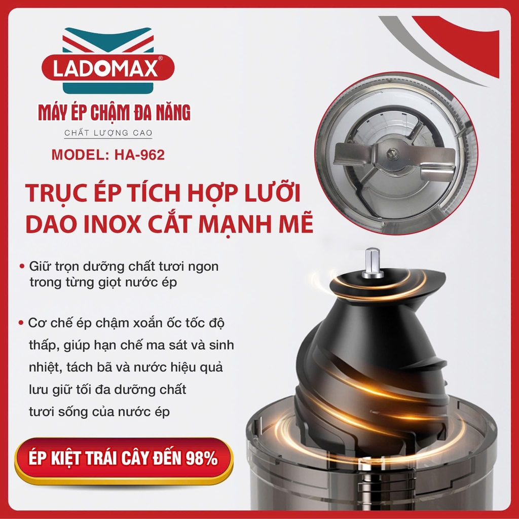 Máy ép chậm cao cấp Ladomax Ha-962