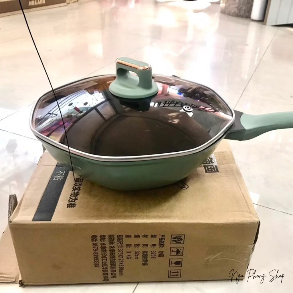 Chảo nhôm đúc bát giác chống dính 32cm Greencook GCW231-32W