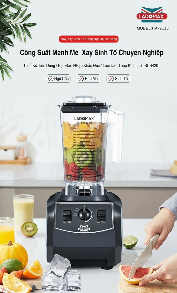 Máy xay sinh tố công nghiệp Ladomax Ha-9116 (1tx4)