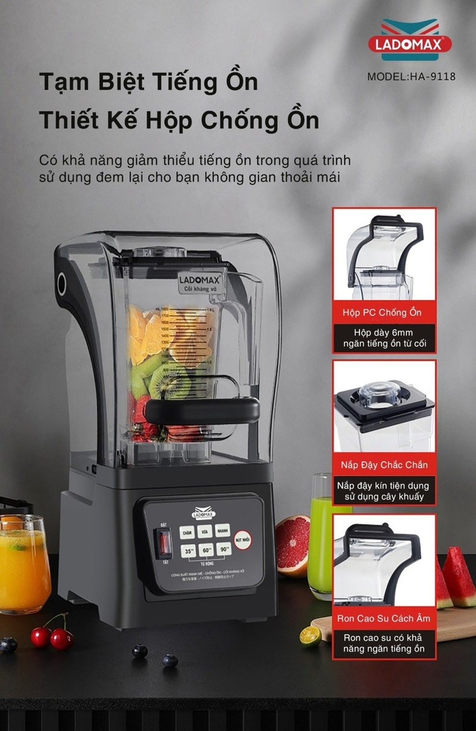 Máy xay sinh tố công nghiệp Ladomax Ha-9118 (1tx2)