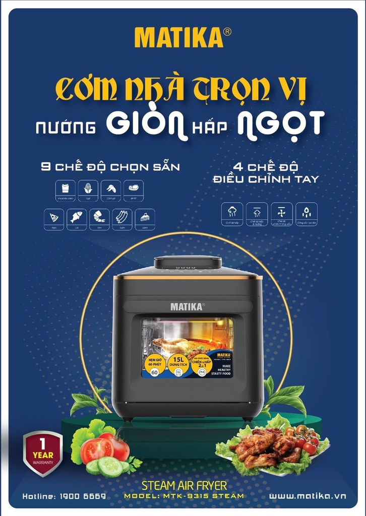 Nồi chiên hơi nước 15L Matika MTK-9315