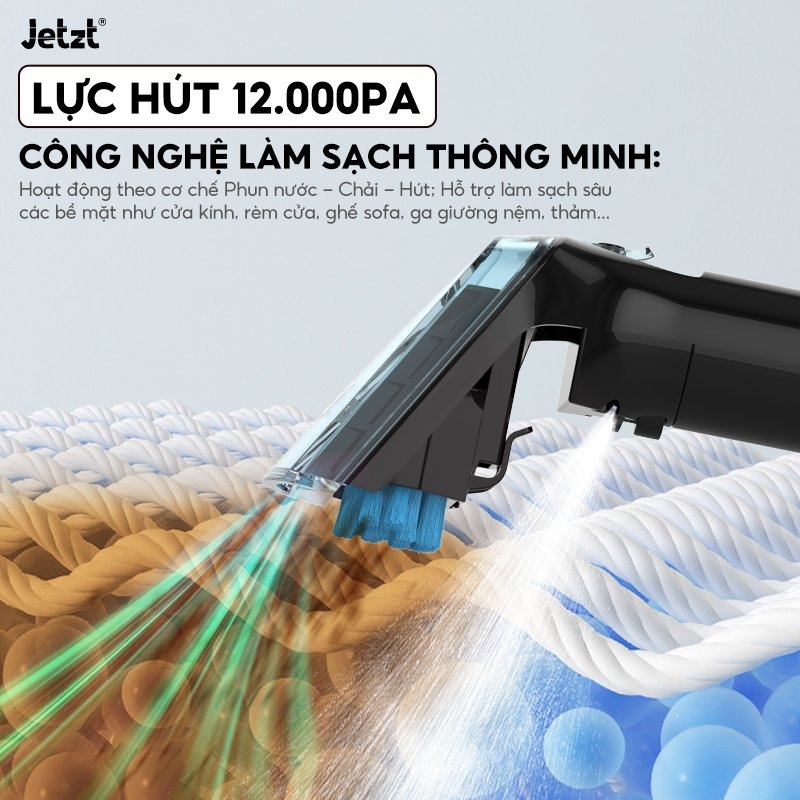 Máy giặt sofa cầm tay đa năng Jetzt G3, làm sạch toàn diện, lực hút 12.000PA