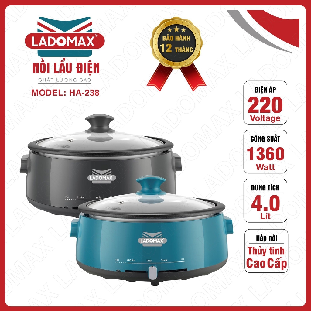 Lẩu điện lòng rời 4L Ladomax Ha-238 (1tx6)