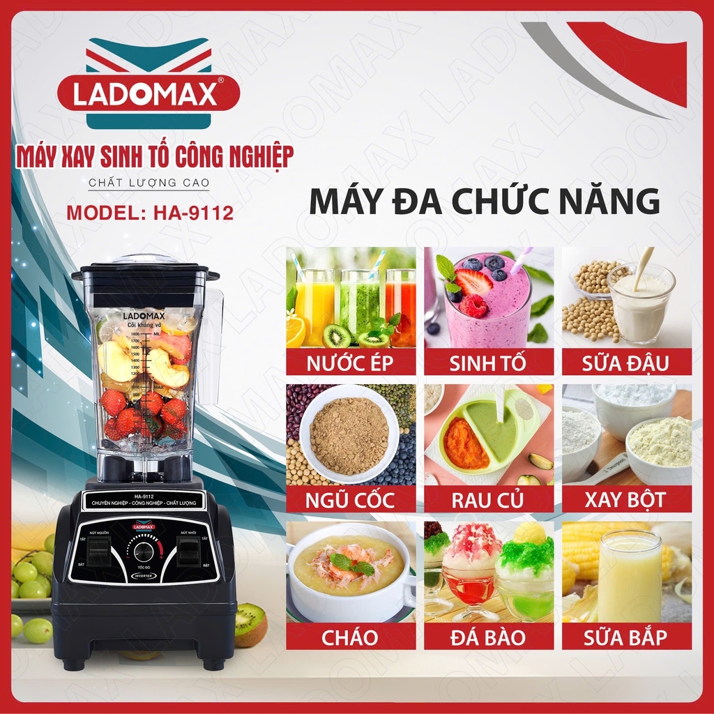 Máy xay sinh tố công nghiệp Ladomax Ha-9112 (1tx4)