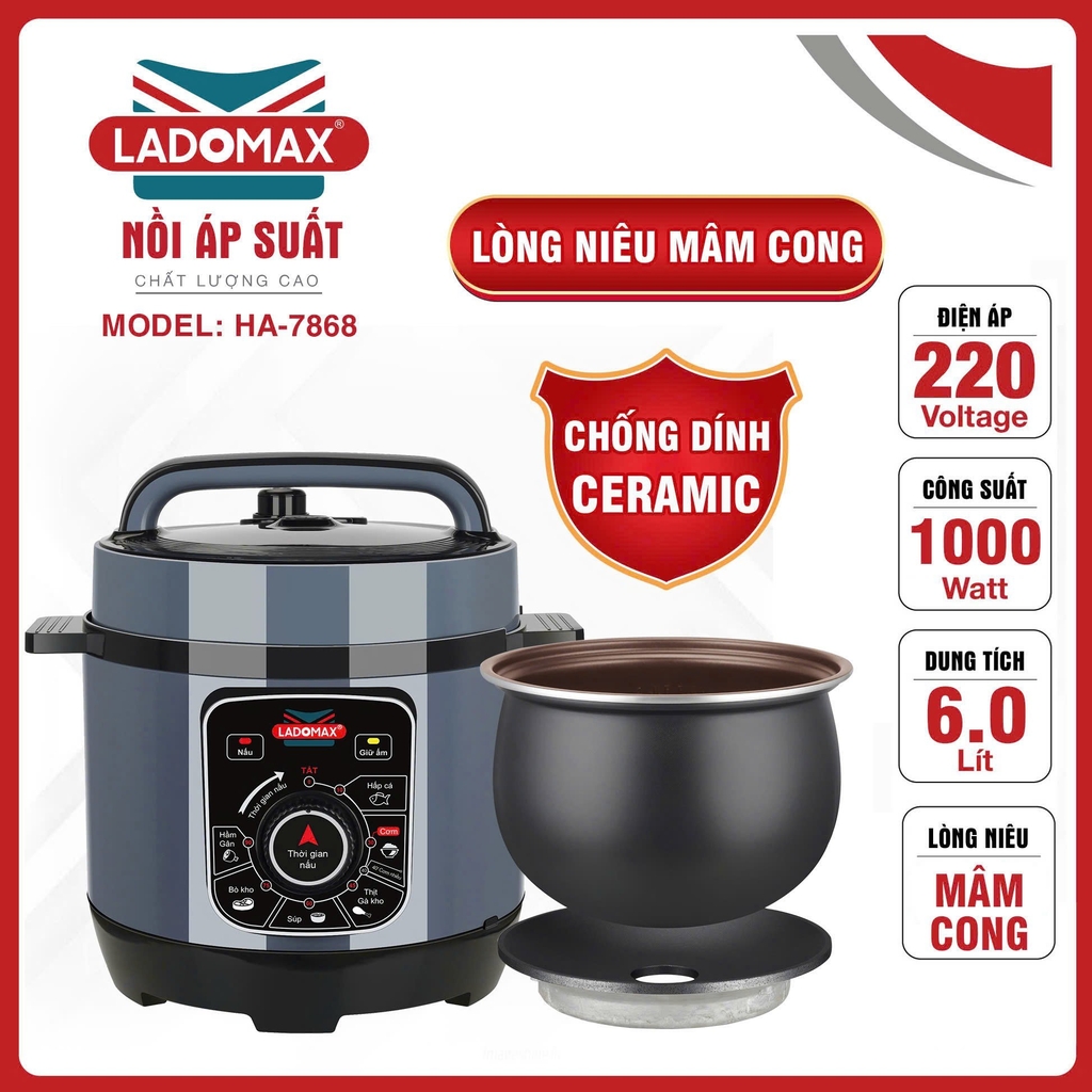 Nồi áp suất 6.0L Ladomax Ha7868 (1tx4)