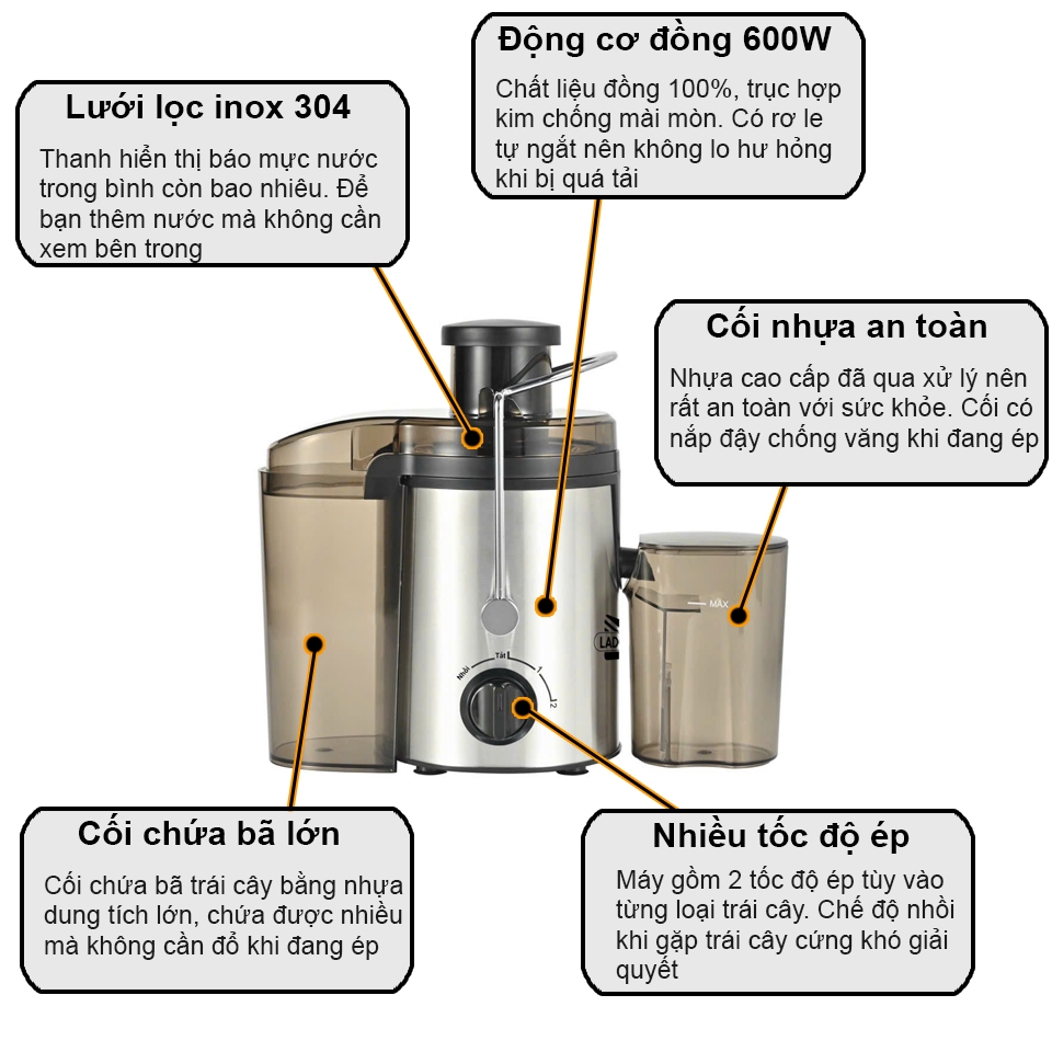 Máy ép trái cây Ladomax Ha-966 (1tx6)