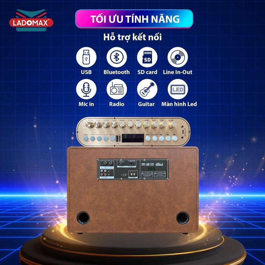 Loa xách Bass đôi 20cm Ladomax Ha-9220