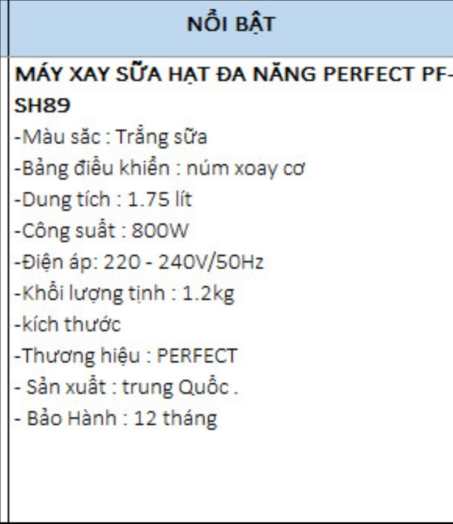 Máy xay nấu sữa hạt Perfect PF-SH89 (1tx2)