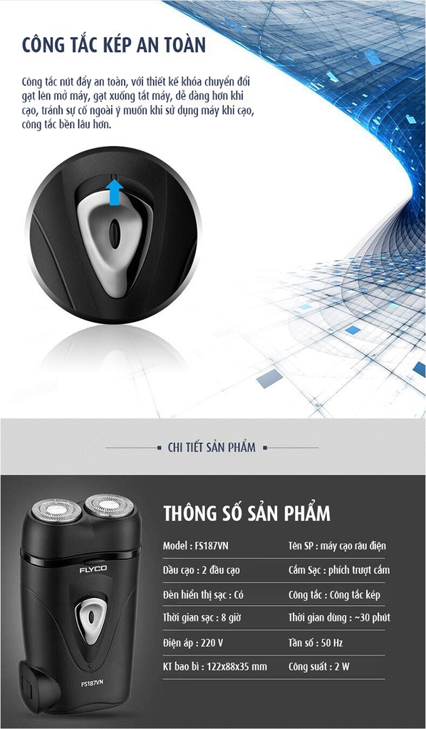 Máy cạo râu hai lưỡi Flyco FS-187VN