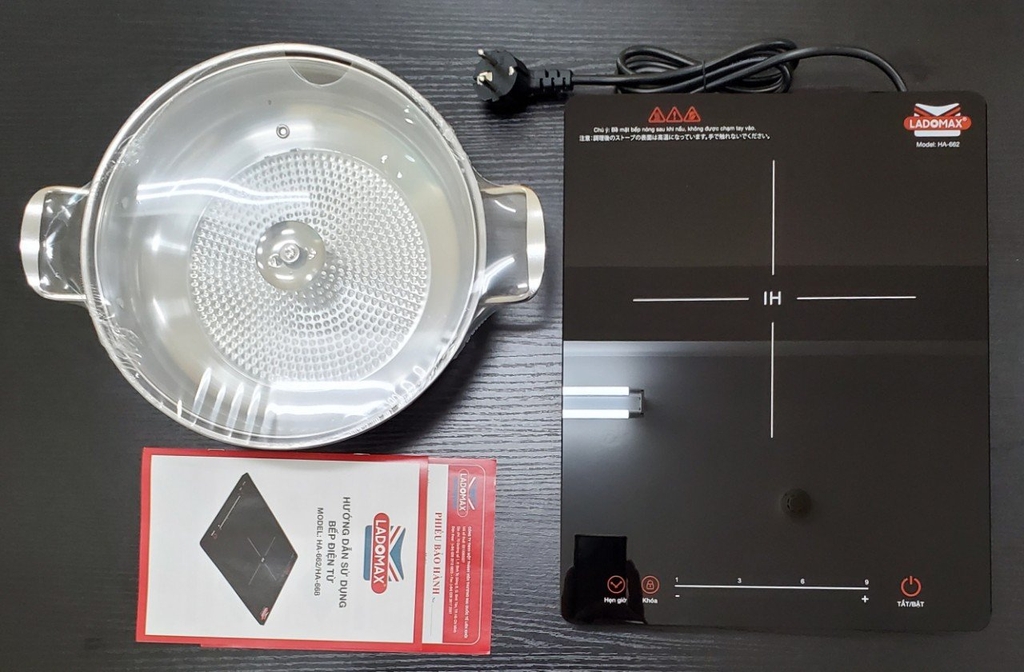 Bếp điện từ cảm ứng Ladomax Ha-662, Kèm chảo lẩu (1tx5)