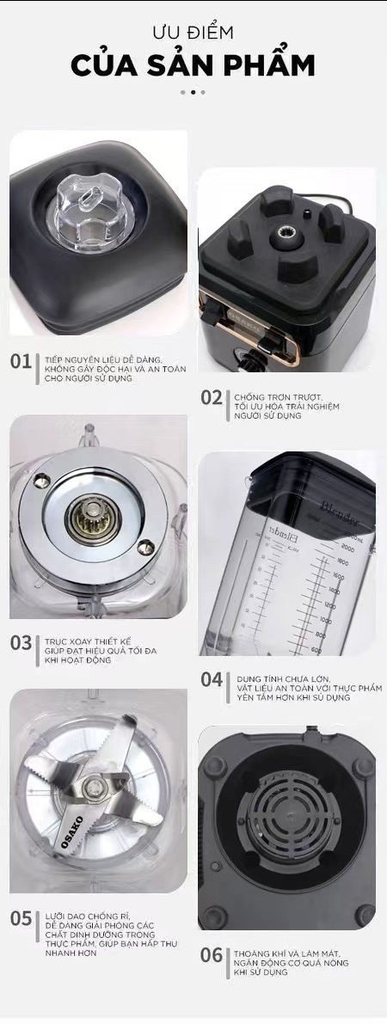 Máy sinh tố công nghiệp 2000w Osako OS-2023 (1tx4)