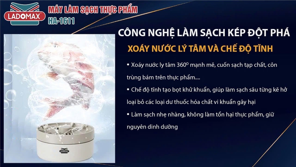 Máy làm sạch thực phẩm Ladomax Ha-1611 công nghệ Hydroxyl (1tx30)