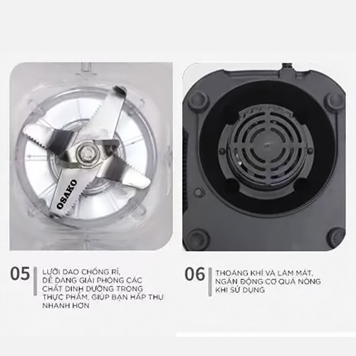 Máy sinh tố công nghiệp 2000w Osako OS-2023 (1tx4)