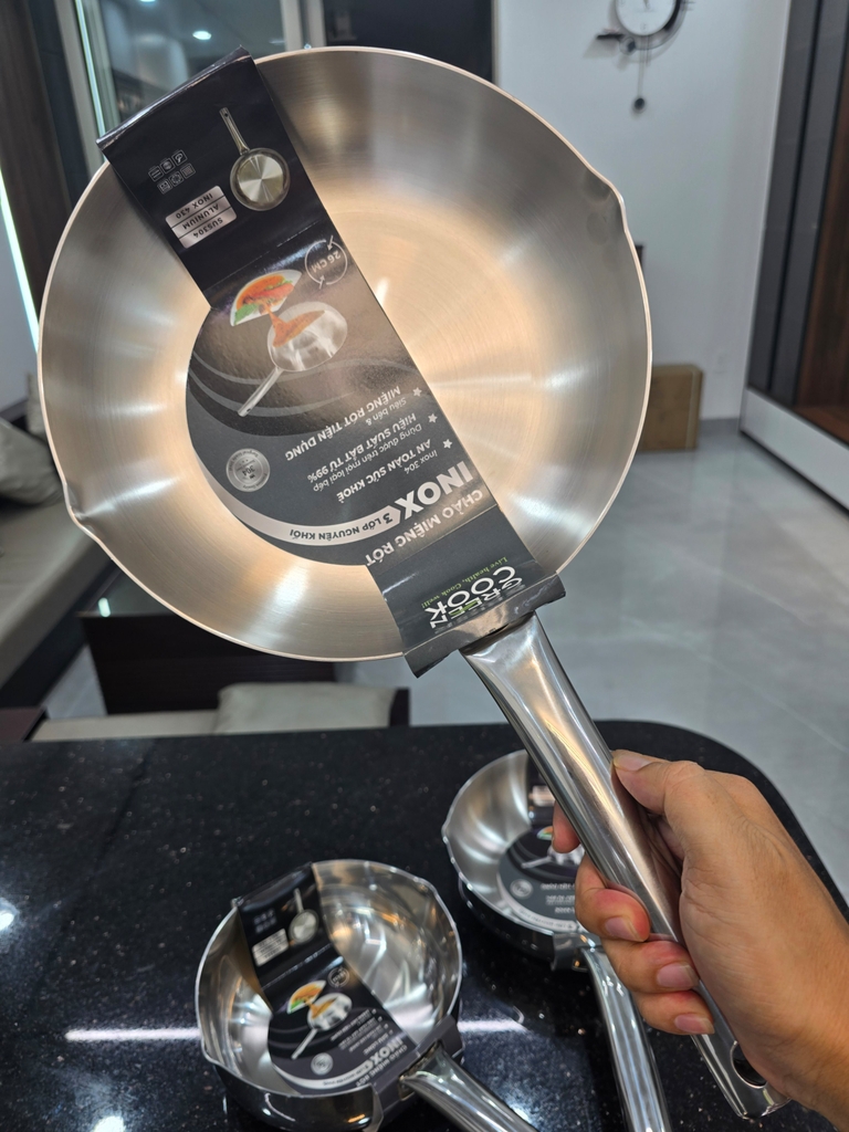 Chảo inox 3 lớp miệng rót 26cm Greencook GCP254-26IH (1tx6)