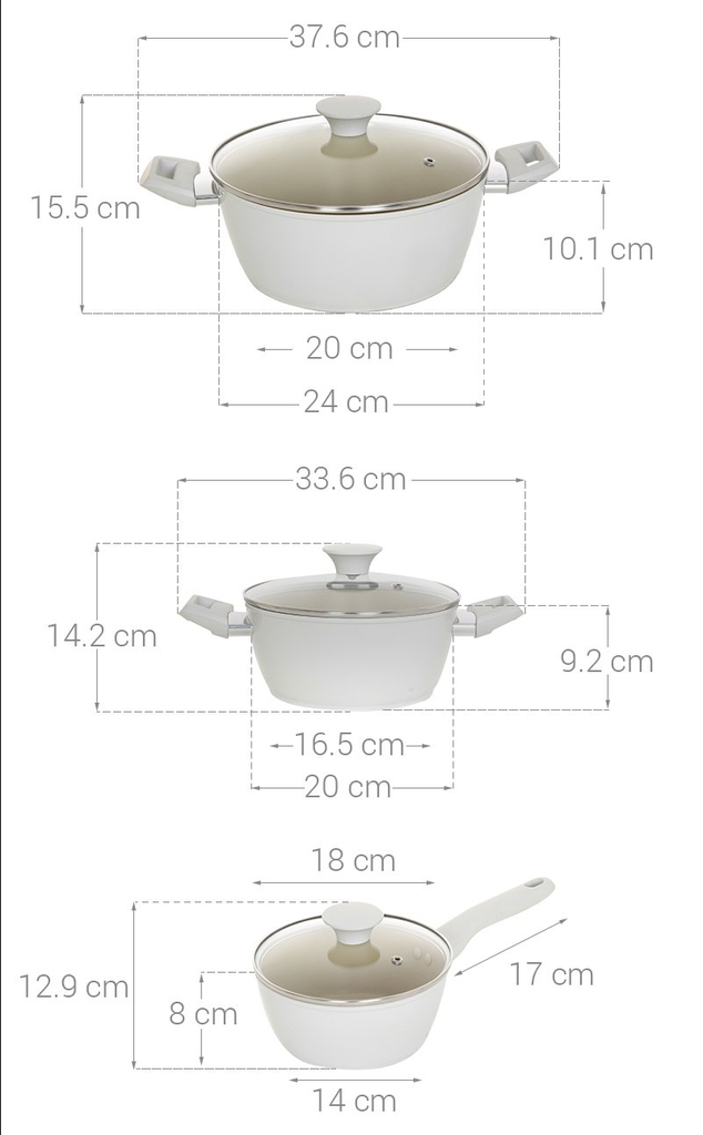 Bộ nồi nhôm chống dính Greencook GCS227-T1