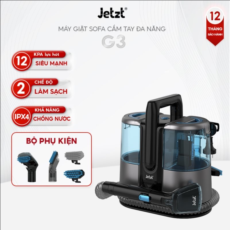 Máy giặt sofa cầm tay đa năng Jetzt G3, làm sạch toàn diện, lực hút 12.000PA