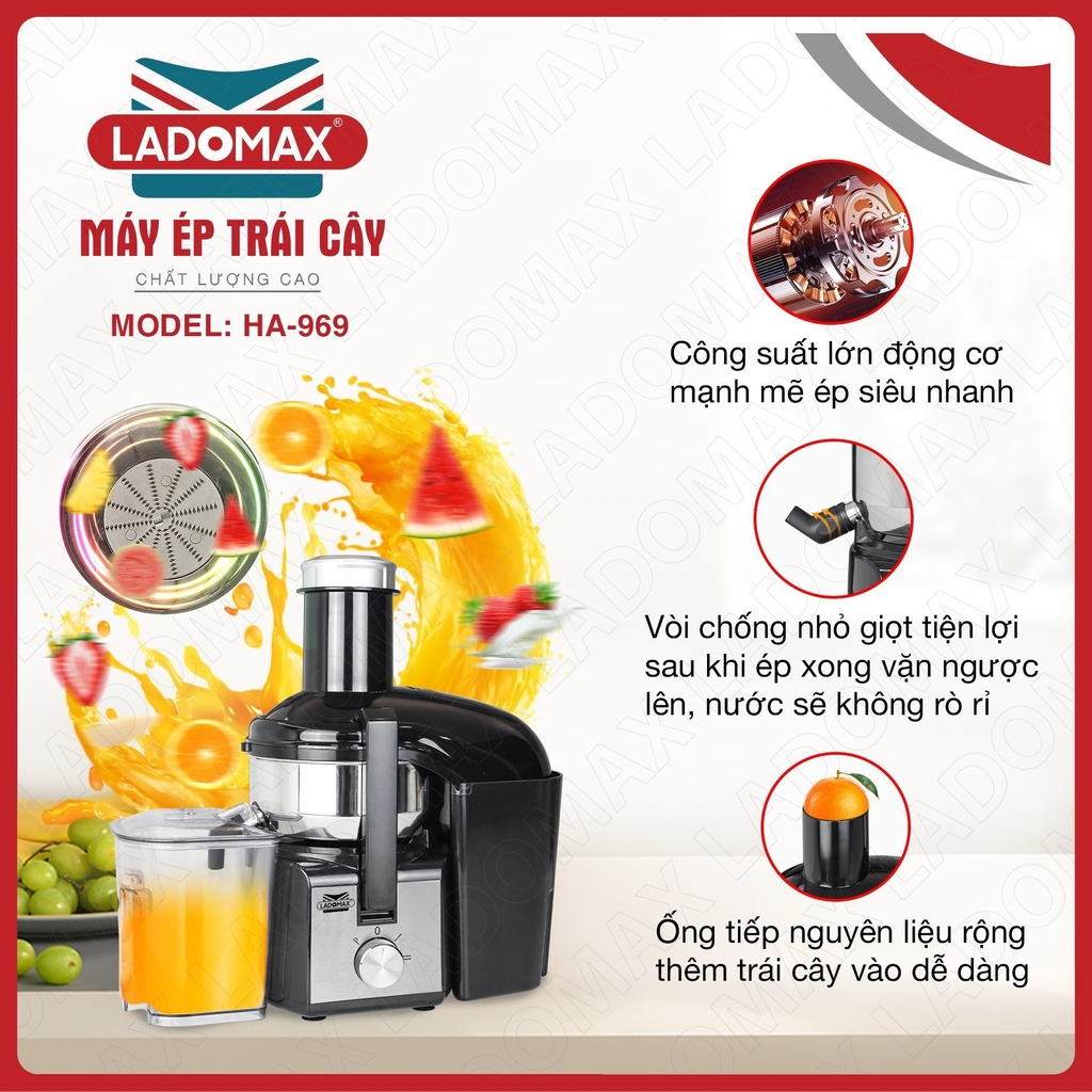 Máy ép trái cây công nghiệp Ladomax Ha-969 (1tx4)