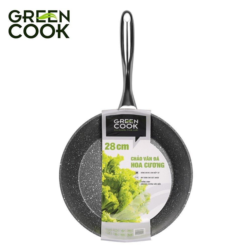Chảo chống dính vân đá hoa cương Greencook GCP08-24IH