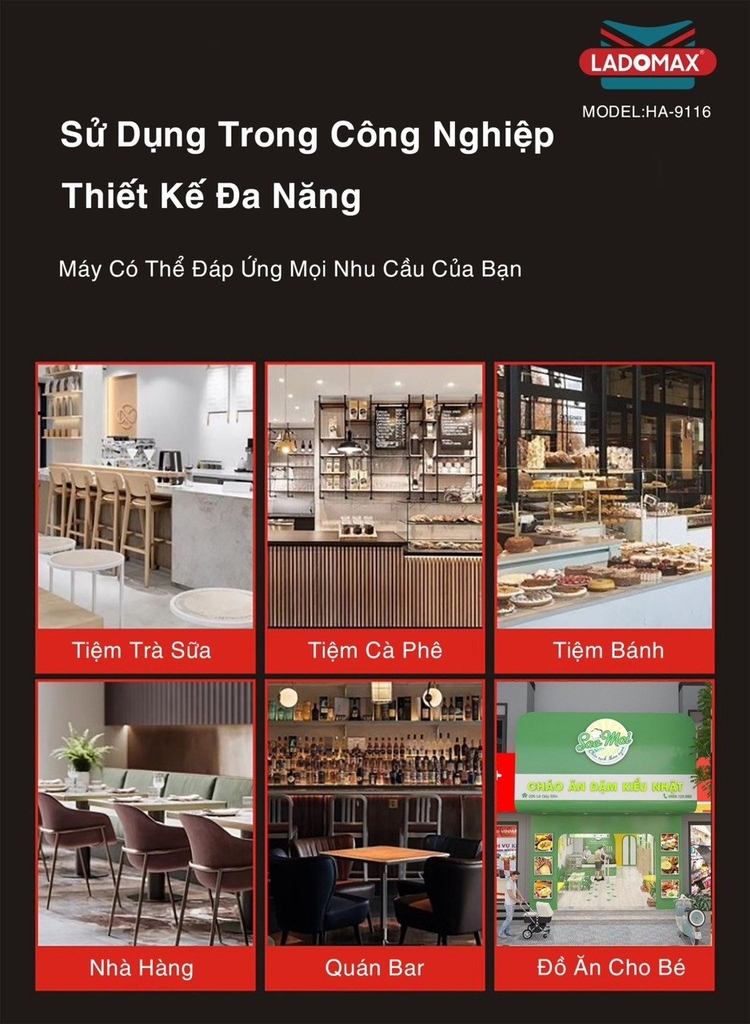 Máy xay sinh tố công nghiệp Ladomax Ha-9116 (1tx4)