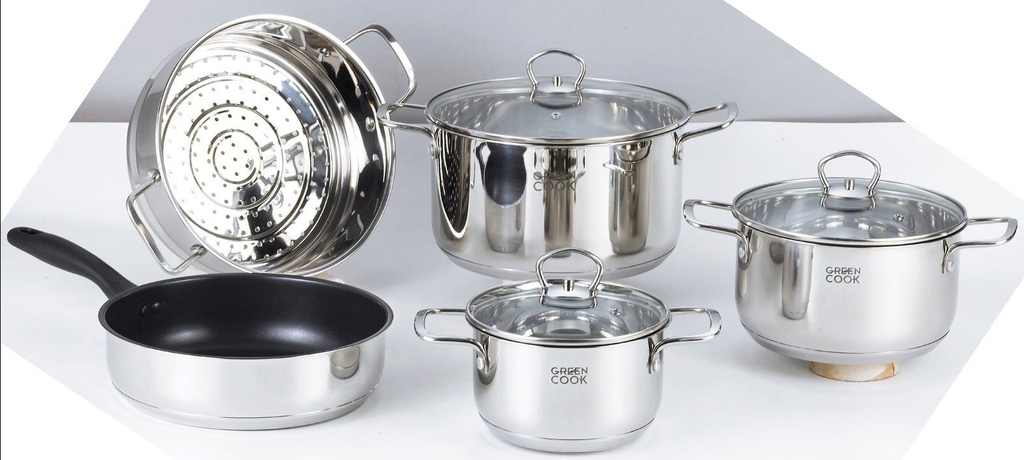 Bộ nồi chảo inox 8 món Greencook GCS241-T1