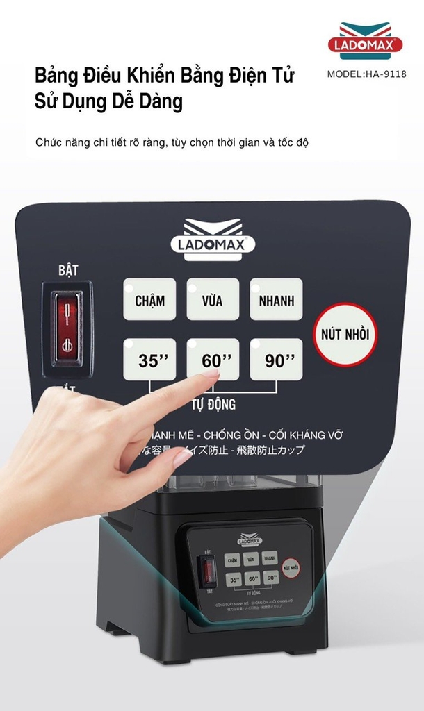 Máy xay sinh tố công nghiệp Ladomax Ha-9118 (1tx2)