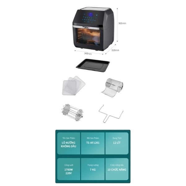 Nồi chiên không dầu 12L Tsuki TS-AF1201