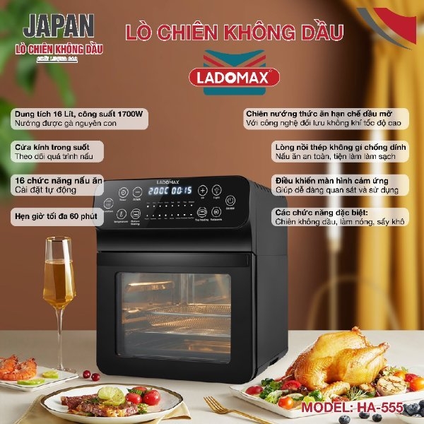Nồi chiên không dầu 16L Ladomax Ha-555