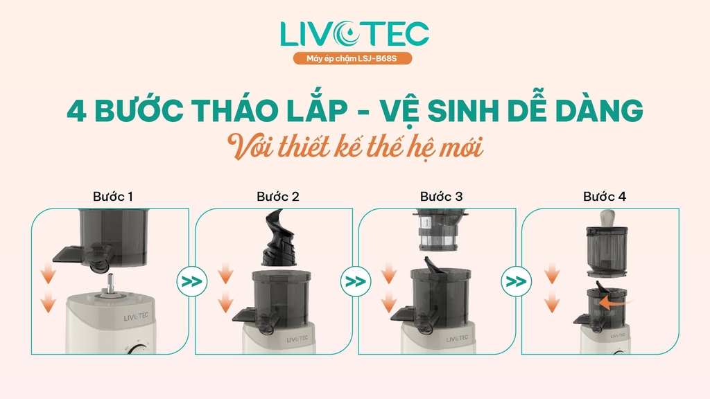 Máy ép chậm Livotec LSJ-B68S - Vàng Be (1tx4)
