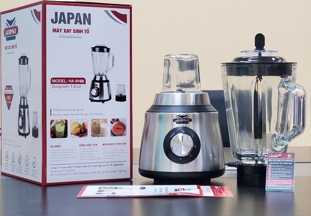 Máy xay sinh tố 2 cối thủy tinh Ladomax Ha-9168-2 (1tx6)