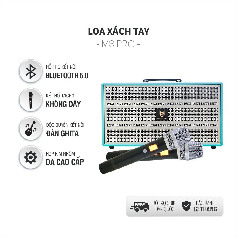 Loa kéo xách tay Bestsound M8PRO, Bass 8 inch đôi, 100W