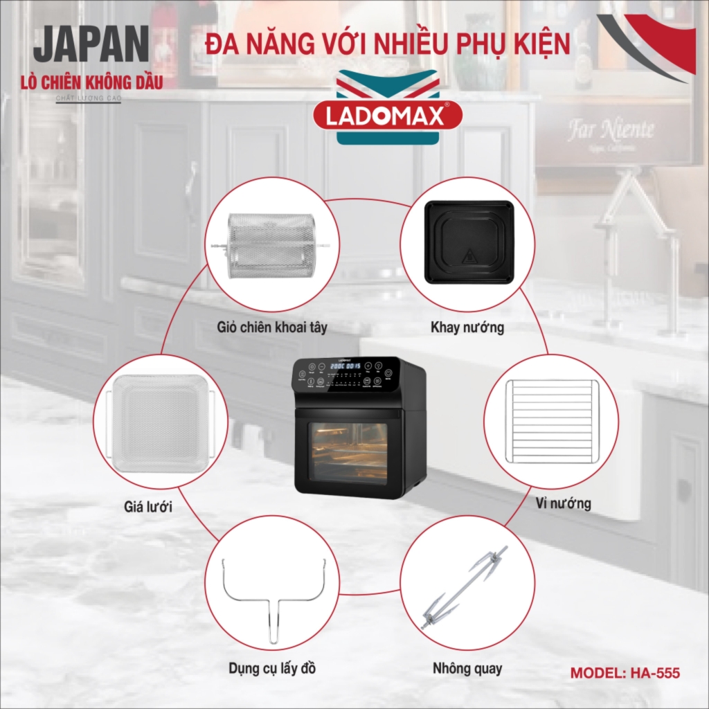 Nồi chiên không dầu 16L Ladomax Ha-555