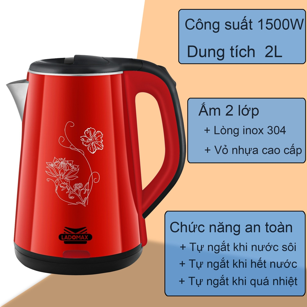Ấm đun siêu tốc 2.0L Ladomax Ha-836 (1tx16)
