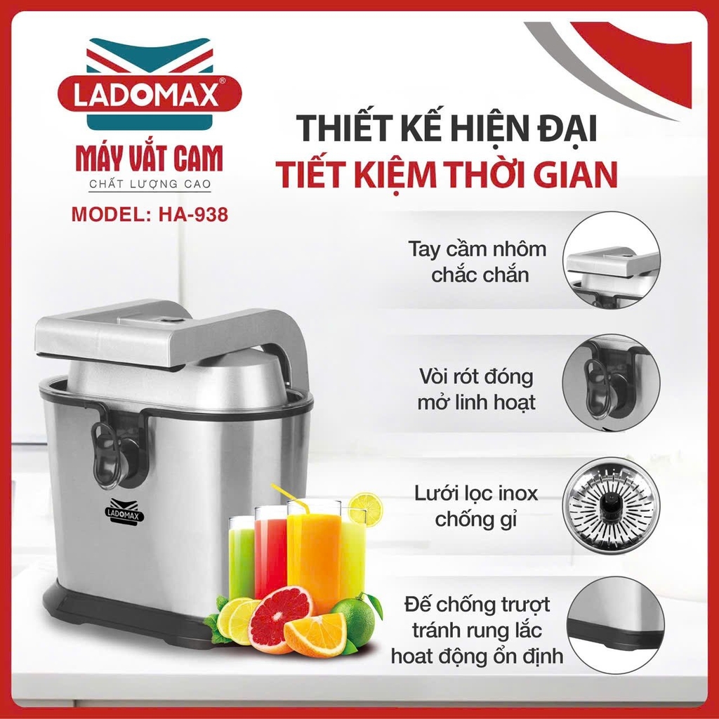 Máy vắt cam 2 đầu ép Ladomax Ha-938 (1tx6)