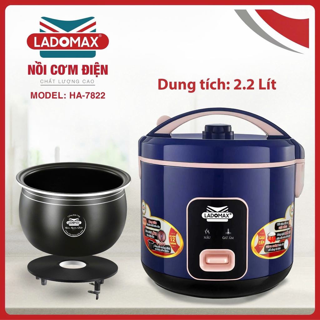 Nồi cơm điện 2.2L Ladoamax HA-7822 (1tx6)