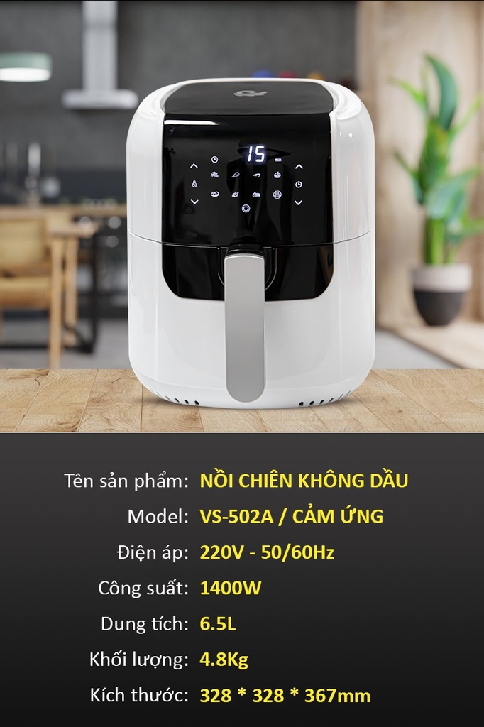 Nồi chiên không dầu 6.5L Tsuki VS-502A
