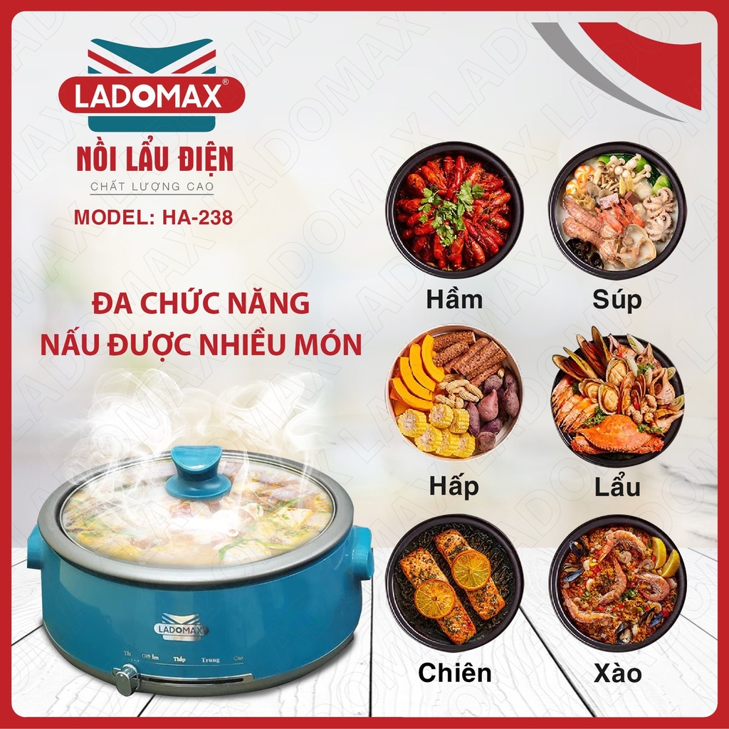 Lẩu điện lòng rời 4L Ladomax Ha-238 (1tx6)
