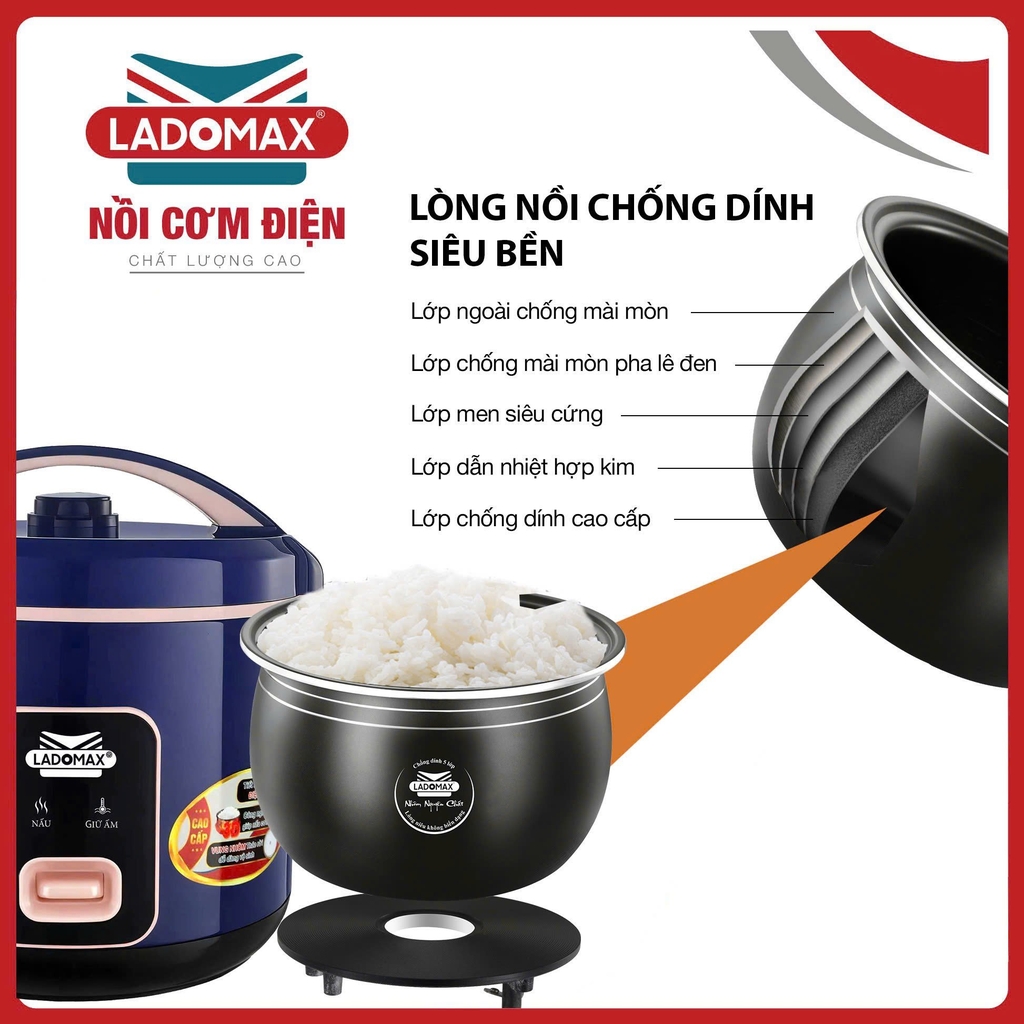 Nồi cơm điện 2.2L Ladoamax HA-7822 (1tx6)