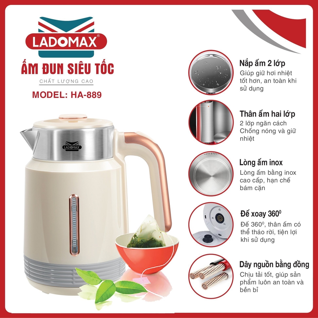 Ấm đun siêu tốc Ladomax Ha-889 (1tx16)