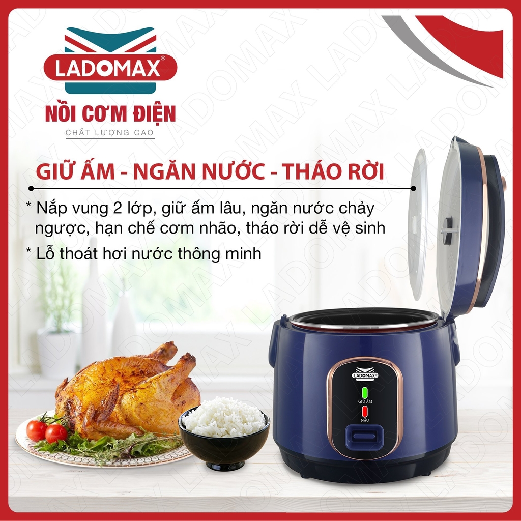 Nồi cơm điện nắp gài 1.2L Ladomax Ha-7512 (1tx6)