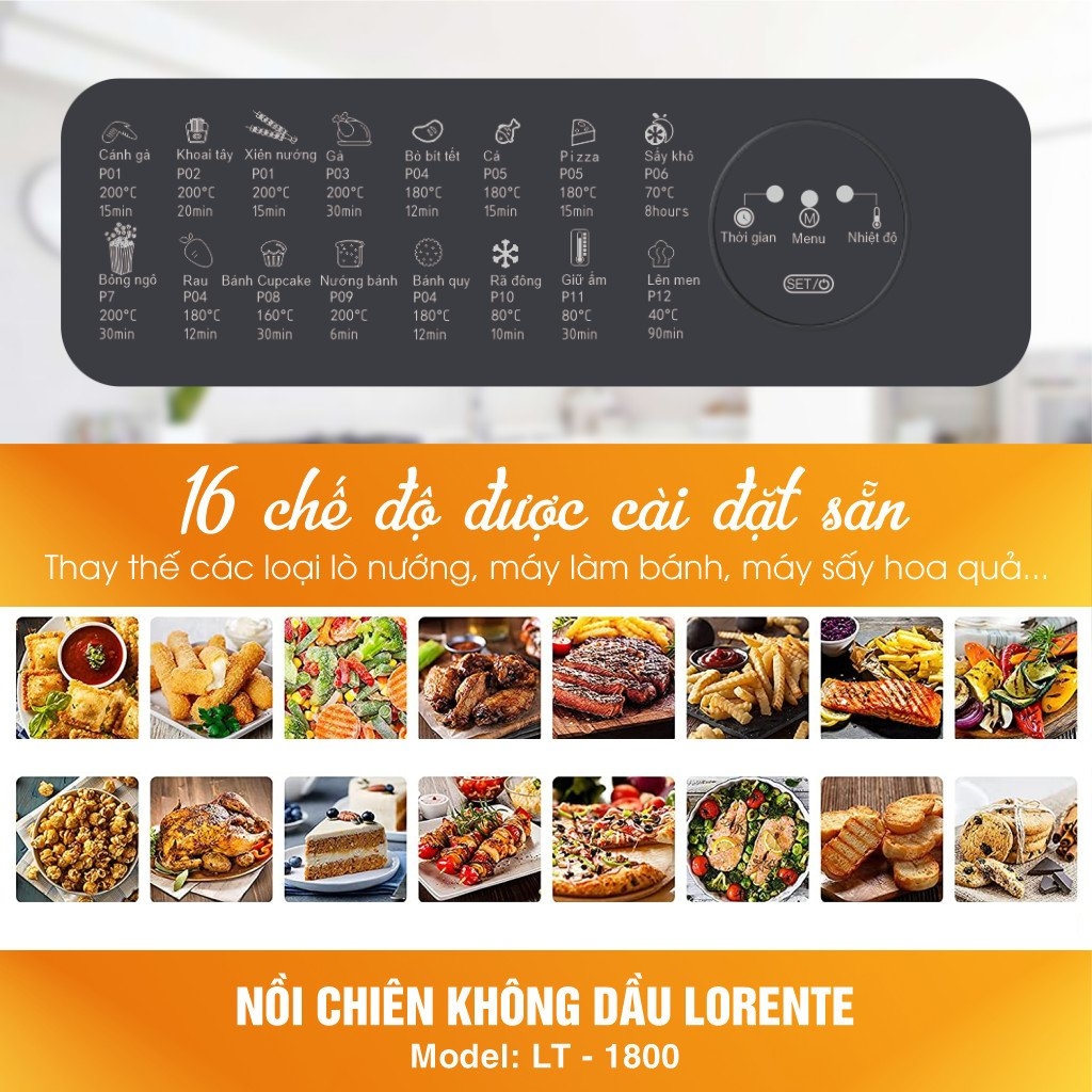 Nồi chiên không dầu 18L Lorente LT-1800