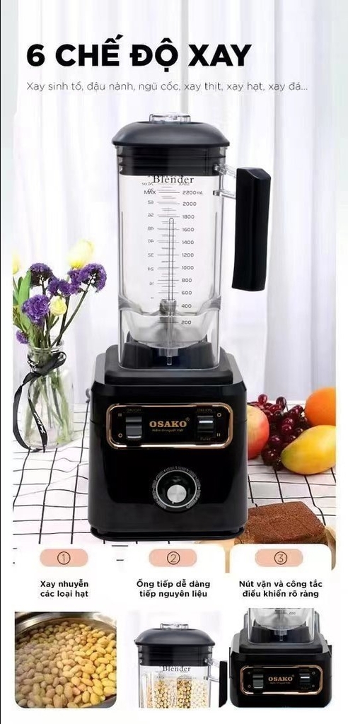 Máy sinh tố công nghiệp 2000w Osako OS-2023 (1tx4)