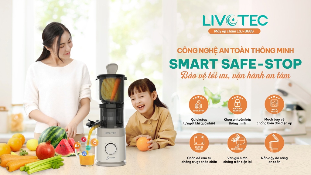 Máy ép chậm Livotec LSJ-B68S - Vàng Be (1tx4)