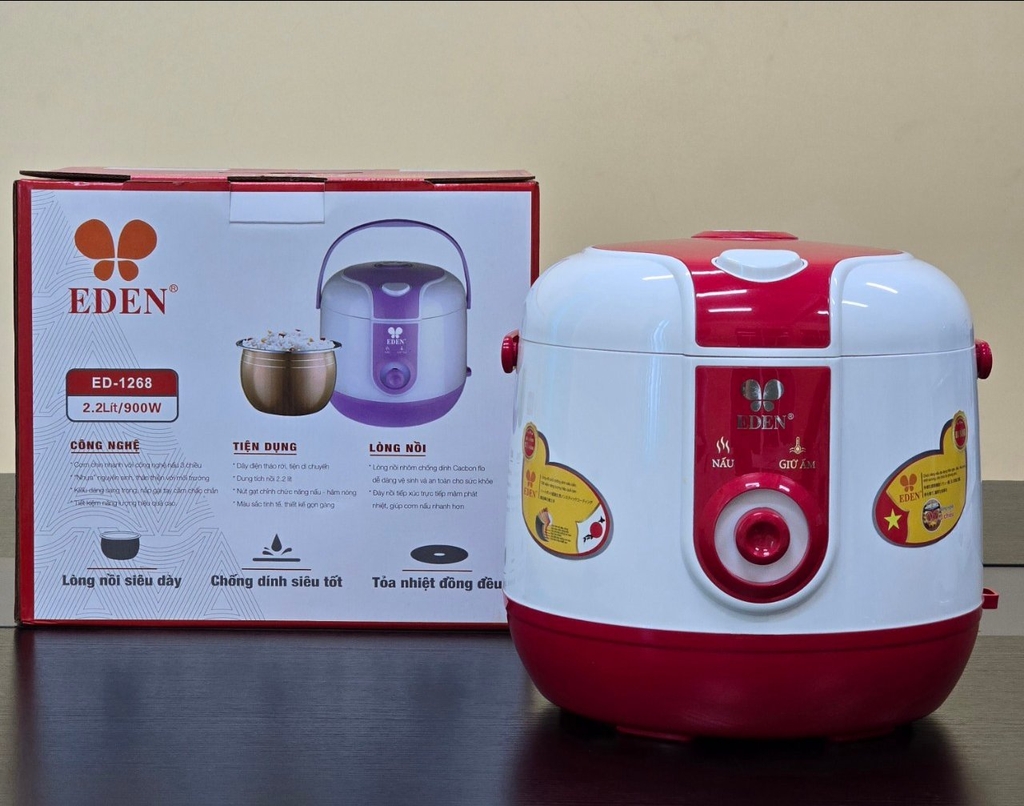 Nồi cơm điện 2.2L EDEN ED-1268 (1tx4)
