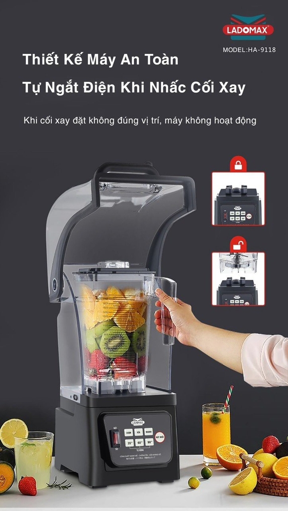 Máy xay sinh tố công nghiệp Ladomax Ha-9118 (1tx2)