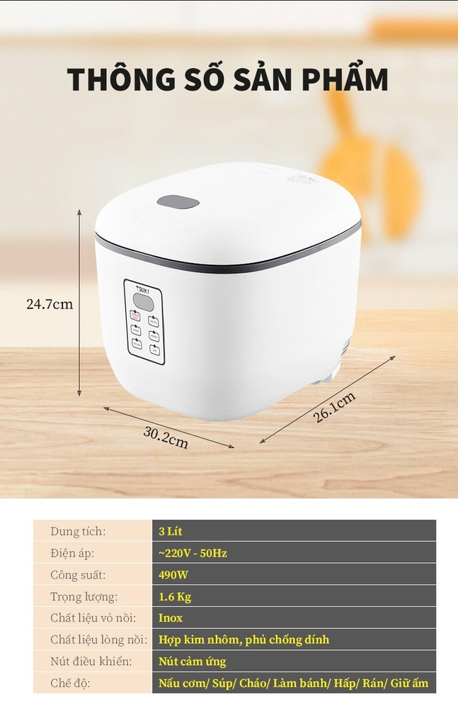 Nồi cơm điện tử 1.2L Tsuki TS-XH30 (1tx8)