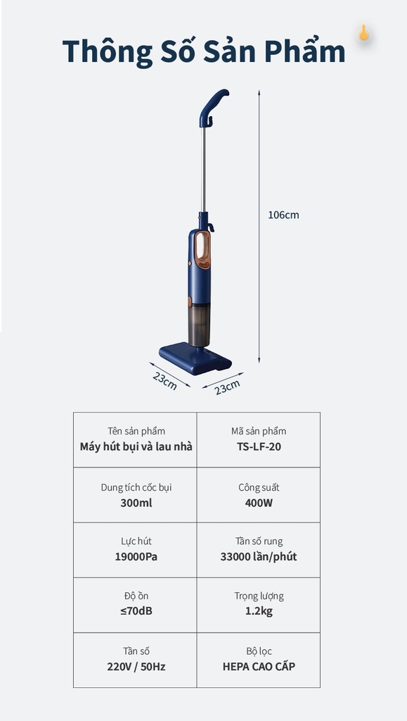 Máy hút bụi lau sàn 2 trong 1 Tsuki TS-LF20 (1tx9)