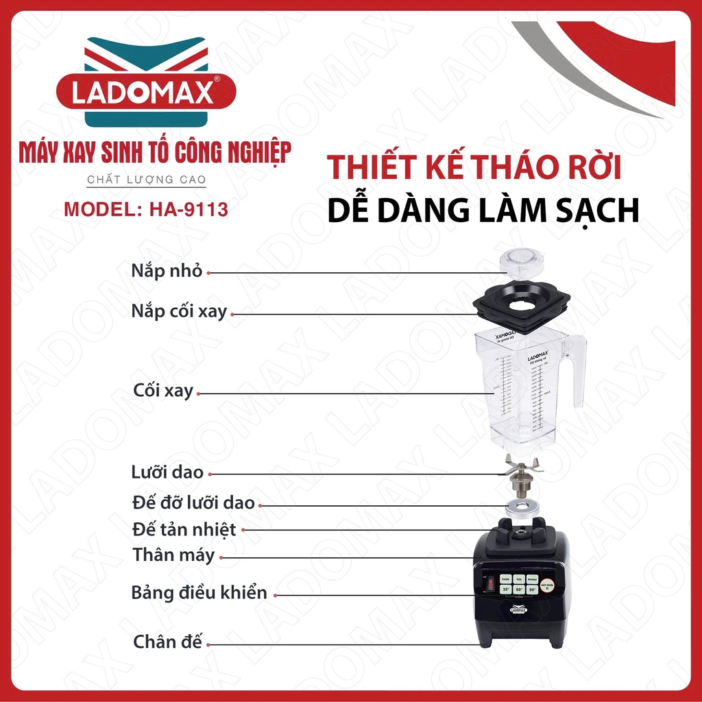 Máy xay sinh tố công nghiệp Ladomax Ha-9113 (1tx4)