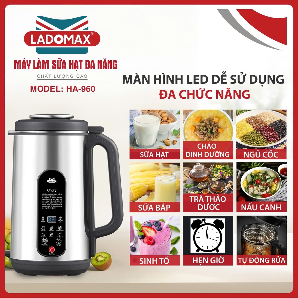 Máy xay nấu sữa hạt đa năng Ladomax Ha-960 (1tx8)