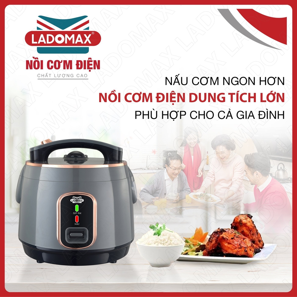 Nồi cơm điện nắp gài 1.2L Ladomax Ha-7512 (1tx6)